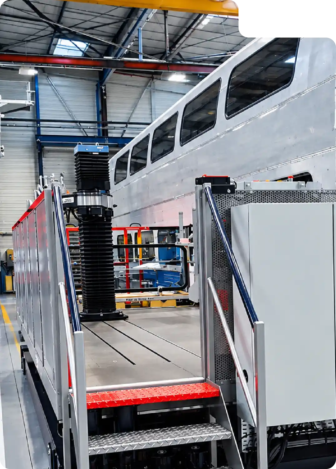 Manutention industrie ferroviaire - Bras manipulateur SCARA TITAN Neoditech sur une zone de pose de baies vitrées sur un train